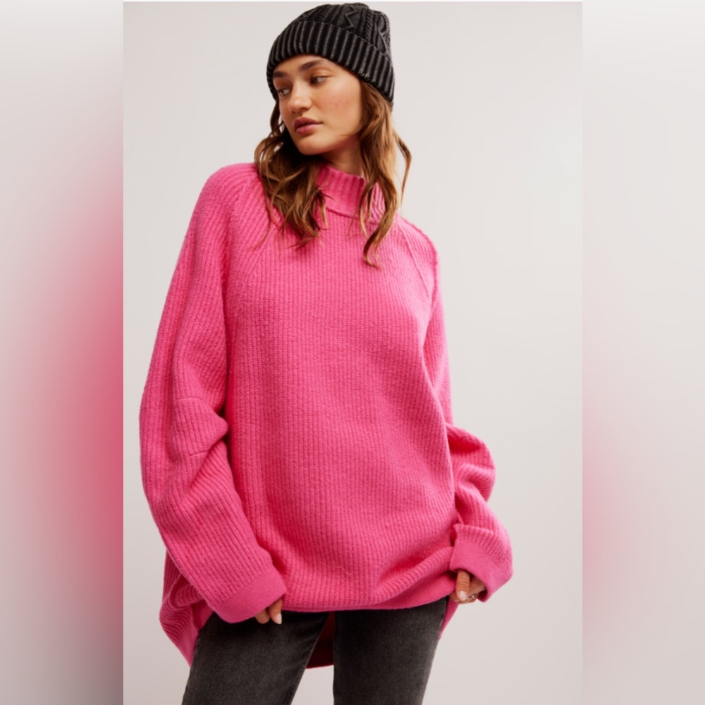 NWT Free People Sunbeam Sweater Hot Pink Size XS Oversized